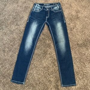 Rock & Roll Cowgirl Jeans Mid Ride Skinny 28x32 Medium Dark Rodeo Western